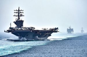 U.S. Navy aircraft carrier USS Dwight D. Eisenhower transiting the Strait of Hormuz in July 2016.